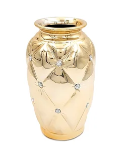 Wazon ceramiczny z kryształkami glamour złoty okrągły waza pikowany 23 cm - Wazony i flakony - miniaturka - grafika 1