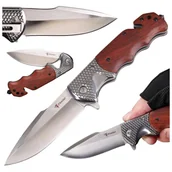 Noże - NÓŻ SKŁADANY MYŚLIWSKI TAKTYCZNY WOJSKOWY 23cm drewno - miniaturka - grafika 1