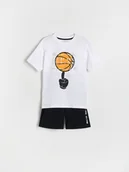 Skarpetki dla dzieci - Reserved - Bawełniana piżama z nadrukiem - biały - miniaturka - grafika 1