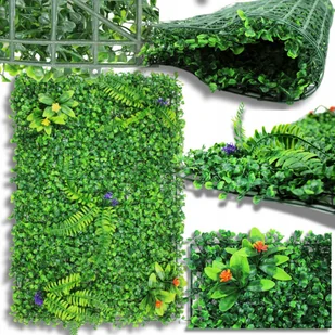 SZTUCZNY ŻYWOPŁOT ZIELONA ŚCIANA PANEL ROŚLINNY OSŁONA BALKON OGRÓD POKÓJ - Sztuczne kwiaty - miniaturka - grafika 1