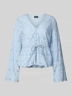 Bluzki damskie - Bluzka o kroju regular fit z długim rękawem i haftem angielskim model ‘ARMORINE’ - miniaturka - grafika 1