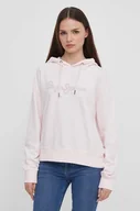 Bluzy damskie - Pepe Jeans bluza Lana damska kolor różowy z kapturem z nadrukiem - miniaturka - grafika 1