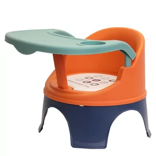 Przenośne krzesełko dla dziecka do karmienia i zabawy - pomarańczowo granatowe - Krzesełka do karmienia - miniaturka - grafika 1