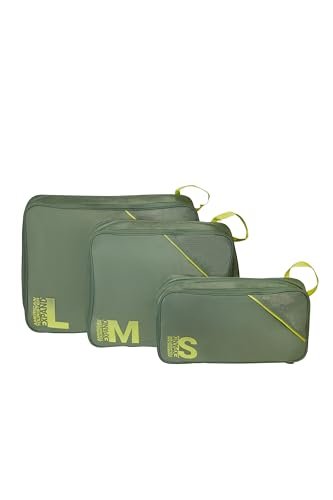 American Tourister Zestaw Kostek Pakujacych 3 Sztuki - Organizer do Walizki na Wakacje, Organizer Bagazu do Walizki, Bagazu Podrecznego i Plecaka, Oliwkowy/Limonkowy