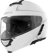 Kaski motocyklowe - Sena Impulse Flip Up modułowy kask Bluetooth z dźwiękiem firmy Harman Kardon Dual Visor kask ze zintegrowanym siatkowym systemem domofonowym, MP3, tarcza głosowa, kolor biały, rozmiar S - miniaturka - grafika 1