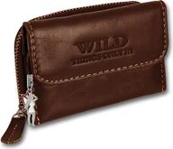 Portfele - Wild Things Only oryginalny skórzany młodzieżowy mini portfel uni brązowy 9x3x6.5cm z zawieszką wróżki D2OPJ120N - miniaturka - grafika 1