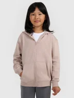 Bluzy dla dziewczynek - 4F Bluza dresowa rozpinana z kapturem dziewczęca - beżowa 122 (6-7 lat) - miniaturka - grafika 1