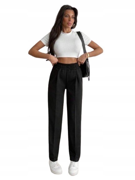 SHEIN CZARNE SPODNIE CASUAL PROSTE ŚREDNI STAN GUMKA M 1HB