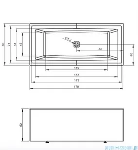 Riho Still Square Plug &amp; Play Back2Wall wanna prostokątna 170x75cm prawa z obudową + nóżki + syfon 180x80cm B099063005 - Wanny z hydromasażem - miniaturka - grafika 2