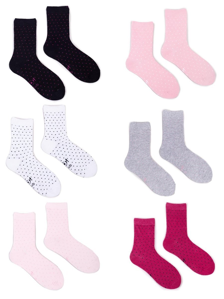Skarpety bawełniane dziewczęce kropeczki 6PAK 35-38 YOCLUB