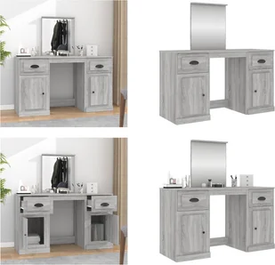 vidaXL Toaletka z lustrem szara Sonoma 130x50x132,5 cm - Toaletka - Stolik do makijażu - Stolik kosmetyczny - Toaletka - Toaletki - miniaturka - grafika 1