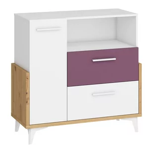 Komoda 95W HEY-07 Hey MebloCross Dąb Artisan / Biały Mat / Fiolet - Komody - miniaturka - grafika 1