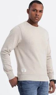 Ombre Męska bluza dresowa BASIC z okrągłym dekoltem - jasnobeżowa V1 OM-SSBN-0175 XL - Bluzy męskie - miniaturka - grafika 1