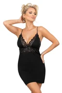 Piżamy damskie - Donna Koszula nocna Ally Czarna Czarny XL - miniaturka - grafika 1