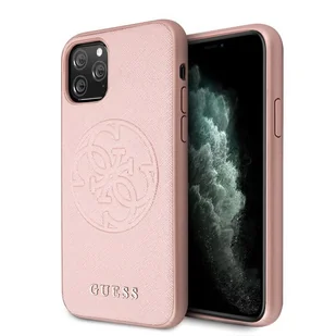 Guess Saffiano 4G Circle Logo - Etui iPhone 11 Pro różowy - Etui i futerały do telefonów - miniaturka - grafika 1