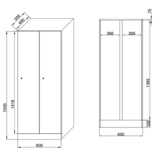 Szafka ubraniowa obniżona, 2 schowki, 1500 x 600 x 500 mm, zamek z czytnikiem kart RFID, drzwi beżowe - Szafki biurowe - miniaturka - grafika 2