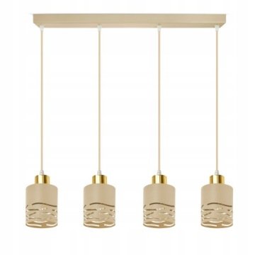 Regulowana lampa wisząca zwis Ecru Beżowa 4xE27 Led Fale nad stół do salonu