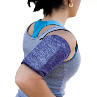 Etui i futerały do telefonów - Elastyczny materiałowy armband opaska na ramię do biegania fitness XL granatowa - grafika 1