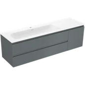 Szafki łazienkowe - Mexen Rivel szafka łazienkowa 160 cm z umywalką Vela lewą, 2S, 1D, ryflowana, grafit/biała mat - 91A23-16047-3-BBFFF66-W23L01 - miniaturka - grafika 1