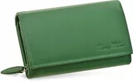 Portfele - Skórzany portfel damski skóra system rfid zielony - miniaturka - grafika 1