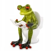 Figurki dekoracyjne - FIGURKA ŻABA W TOALECIE WC Z Gazetą ŁAZIENKA żabka czyta - miniaturka - grafika 1