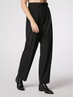 Spodnie damskie - Simple Chinosy SPD002 Czarny Regular Fit - grafika 1