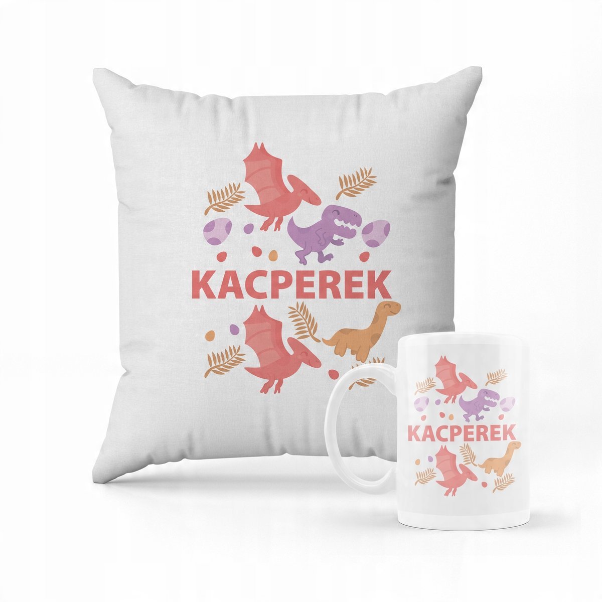Zestaw Poduszka + Kubek Do Przedszkola Dinozaury