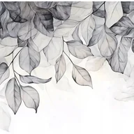Fototapety - Fototapeta Kwiaty Liście Abstrakcja Szary 350x250 cm Tapeta Do Sypialni Salonu Kuchni Na Flizelinie - miniaturka - grafika 1