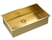 Zlewozmywaki - Quadron Unique Zlewozmywak stalowy jednokomorowy podwieszany / wpuszczany 74*44*20,5 cm ANTHONY 80 SteelQ PVD kolor złoty - miniaturka - grafika 1