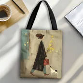 Inne - TEMU + Elementy Modne 1 Szt., Abstrakcyjne Sztuki, Torba Z Tkaniny Z Wzorem Dla Kobiet I Psów, Idealna Do Zakupów, Codziennego Użytku, Prezentów Na - miniaturka - grafika 1