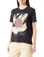 Koszulki i topy damskie - ONLY Damski T-shirt Onlfree Modal S/S Atelier Top Box JRS, czarny/nadruk: bisous, XL - miniaturka - grafika 1
