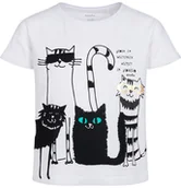 Bluzki dla dziewczynek - T-shirt z krótkim rękawem dla dziewczynki, z kotami, biały, 3-8 lat - miniaturka - grafika 1