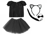 Stroje karnawałowe - ZESTAW KOTEK CZARNY 134-140 5el - miniaturka - grafika 1