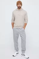 Bluzy męskie - adidas Originals bluza bawełniana męska kolor beżowy z kapturem z nadrukiem - miniaturka - grafika 1
