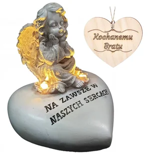 Znicz Dla Brata Anioł Aniołek Na Sercu Znicz Figurka Led Na Grób - Lampiony i znicze - miniaturka - grafika 1