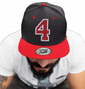 CZAPKA PROSTY DASZEK AMERICAN TWILL CYFRA 4 HAFT - Czapki i chusty sportowe męskie - miniaturka - grafika 1