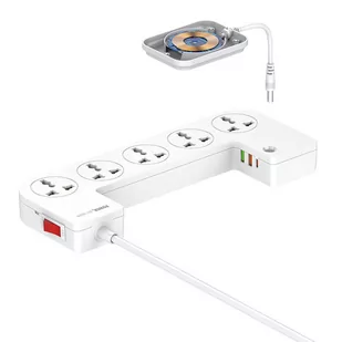 Listwa zasilająca z organizerem, 5x AC, 3x USB, LDNIO SN5310W (biała) - Listwy zasilające - miniaturka - grafika 3