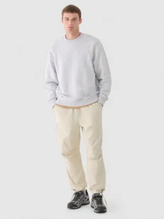 Męskie spodnie casual tkaninowe Outhorn OTHWAW24TTROM0894 -beżowe - Spodnie męskie - miniaturka - grafika 1