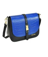 Torebki damskie - Torebka skórzana na ramię - czarno niebieska (6180) - miniaturka - grafika 1