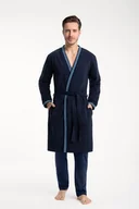 Szlafroki damskie - Szlafrok męski LUNA kod 855 granatowy niebieska plisa  M - miniaturka - grafika 1