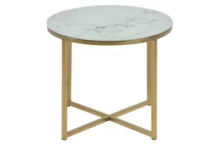Actona Stolik kawowy Alisma white/golden 50x42 4733 - Ławy i stoliki kawowe - miniaturka - grafika 1