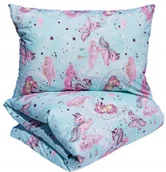 Pościel dla dzieci - Pościel jednorożec konik konie kucyk 140x200 bawełniana miętowa dla dziecka - miniaturka - grafika 1