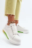 Sneakersy damskie - Sneakersy Damskie Skórzane GOE NN2N4029 Białe-38 - miniaturka - grafika 1