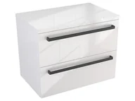 Szafki łazienkowe - Szafka Wisząca Z Blatem ATH 60 cm - Biały Wysoki Połysk - Uchwyty Czarne Matowe - miniaturka - grafika 1