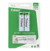 Ładowarki i akumulatory - TCBEST bateria akumulatorowa R6 AA 950 mAh z gniazdem Typ C + kabel USB A do 2 x Typ C 2 szt - miniaturka - grafika 1
