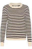 Swetry damskie - Part Two Damski sweter z długim rękawem Slim Fit Crew Neck Striped Hip Length, Whitecap Szary pasek, XL - miniaturka - grafika 1