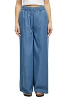 Spodnie damskie - Urban Classics Damskie spodnie damskie Light Denim Wide Leg Pants, Skyblue Washed, S - miniaturka - grafika 1