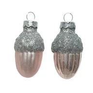 Bombki - Bombki szklane w kształcie żołędzi żołądź 12sztuk Pudrowy róż - miniaturka - grafika 1