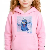 Bluzy dla dziewczynek - Bluza Dziecięca Różowa Z Kapturem CAT HUNTRIX Muzyka Wzory Rozmiar 116 cm - miniaturka - grafika 1