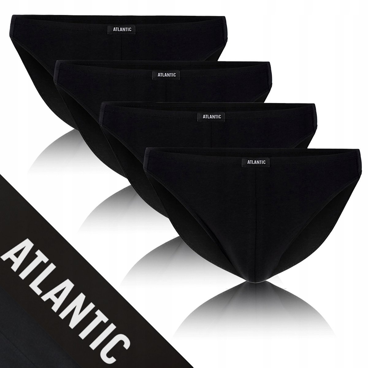 SLIPY MĘSKIE 4-pak mini miękkie bawełna czarne komfortowe Atlantic *M
